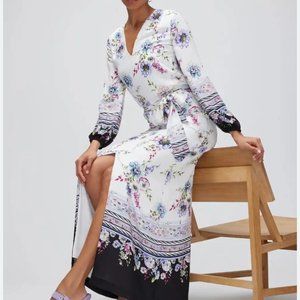 nwt White House Black Market long sleeve smocked maxi dress S L
